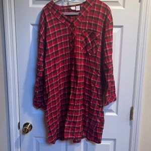 Cherokee  Holiday long sleeve  plaid Nightgown Large